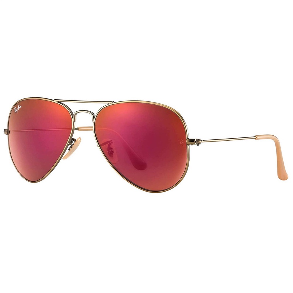 Ray Ban RB3025 Aviator Sunglasses Bronze Red Flash - Picture 2 of 4